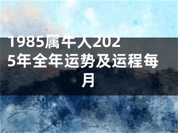1985属牛人2025年全年运势及运程每月