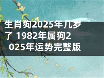 生肖狗2025年几岁了 1982年属狗2025年运势完整版