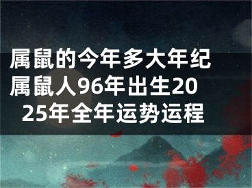 属鼠的今年多大年纪 属鼠人96年出生2025年全年运势运程