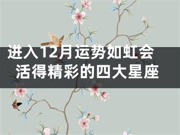 进入12月运势如虹会活得精彩的四大星座