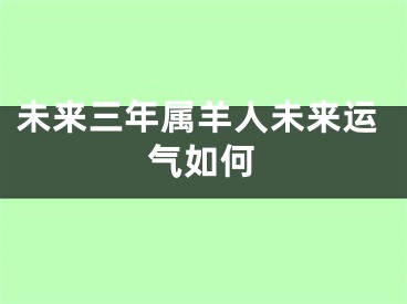 未来三年属羊人未来运气如何