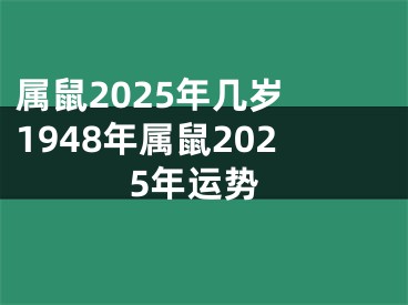 属鼠2025年几岁 1948年属鼠2025年运势