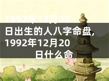 1992年12月20日出生的人八字命盘,1992年12月20日什么命