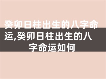 癸卯日柱出生的八字命运,癸卯日柱出生的八字命运如何