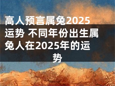 高人预言属兔2025运势 不同年份出生属兔人在2025年的运势