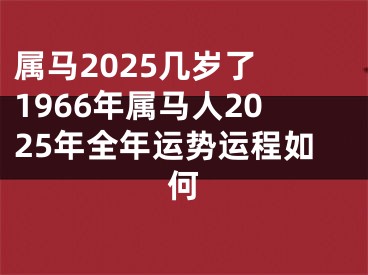 属马2025几岁了 1966年属马人2025年全年运势运程如何