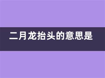 二月龙抬头的意思是
