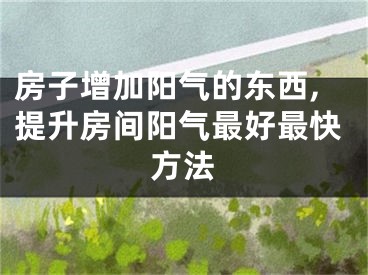 房子增加阳气的东西,提升房间阳气最好最快方法