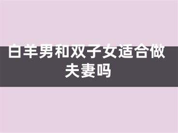 白羊男和双子女适合做夫妻吗