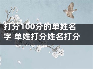 打分100分的单姓名字 单姓打分姓名打分