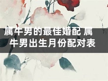 属牛男的最佳婚配 属牛男出生月份配对表