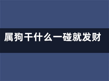 属狗干什么一碰就发财