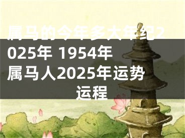 属马的今年多大年纪2025年 1954年属马人2025年运势运程