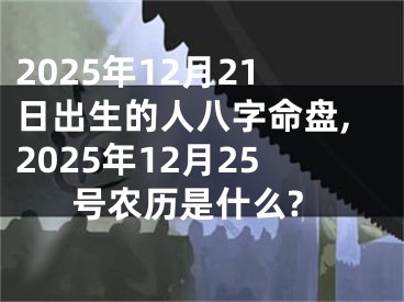 2025年12月21日出生的人八字命盘,2025年12月25号农历是什么?