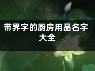 带界字的厨房用品名字大全