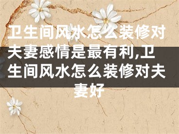 卫生间风水怎么装修对夫妻感情是最有利,卫生间风水怎么装修对夫妻好