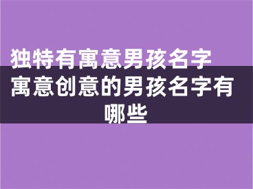 独特有寓意男孩名字 寓意创意的男孩名字有哪些