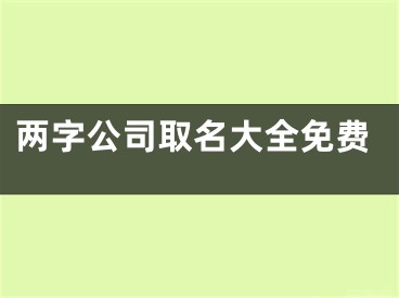 两字公司取名大全免费