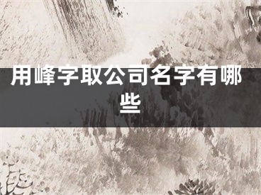 用峰字取公司名字有哪些