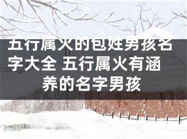 五行属火的包姓男孩名字大全 五行属火有涵养的名字男孩