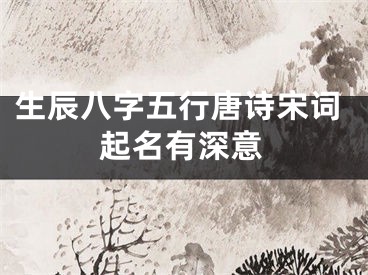 生辰八字五行唐诗宋词起名有深意
