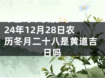 今日可以买房吗 2024年12月28日农历冬月二十八是黄道吉日吗