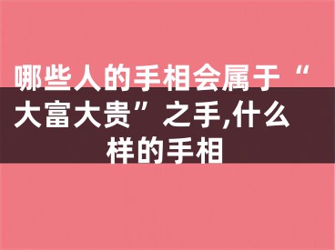 哪些人的手相会属于“大富大贵”之手,什么样的手相