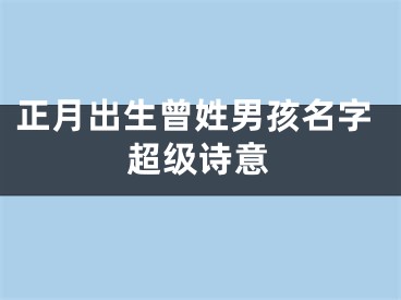 正月出生曾姓男孩名字超级诗意