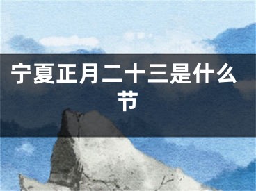 宁夏正月二十三是什么节