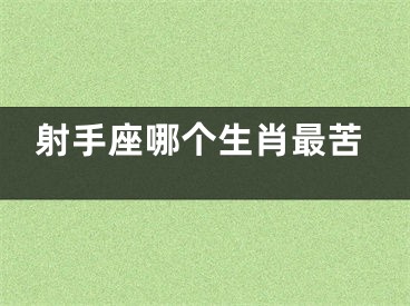 射手座哪个生肖最苦