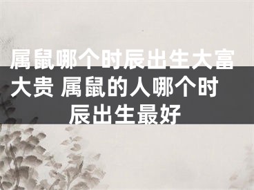 属鼠哪个时辰出生大富大贵 属鼠的人哪个时辰出生最好