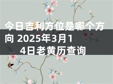 今日吉利方位是哪个方向 2025年3月14日老黄历查询