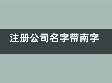 注册公司名字带南字