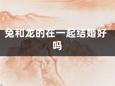 兔和龙的在一起结婚好吗