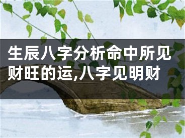 生辰八字分析命中所见财旺的运,八字见明财
