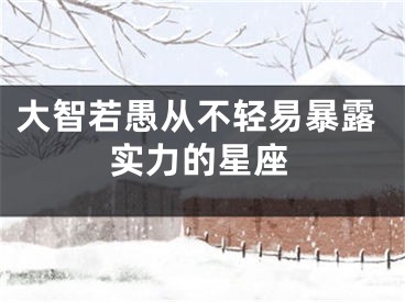 大智若愚从不轻易暴露实力的星座