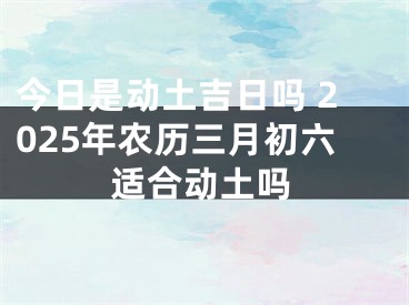 今日是动土吉日吗 2025年农历三月初六适合动土吗