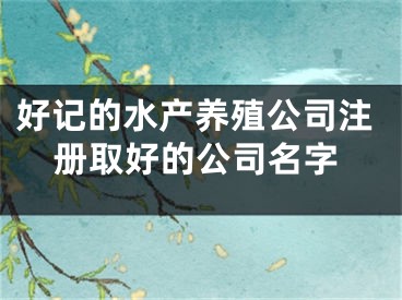 好记的水产养殖公司注册取好的公司名字