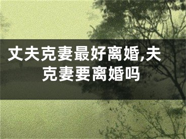 丈夫克妻最好离婚,夫克妻要离婚吗