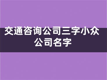 交通咨询公司三字小众公司名字