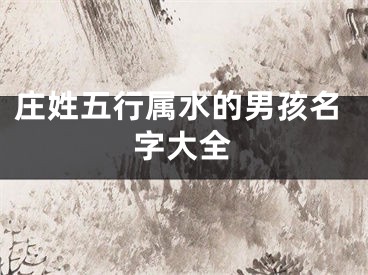 庄姓五行属水的男孩名字大全