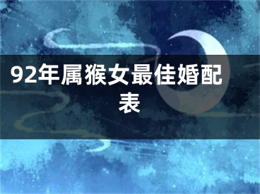 92年属猴女最佳婚配表