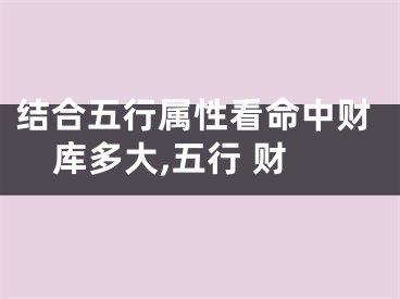 结合五行属性看命中财库多大,五行 财