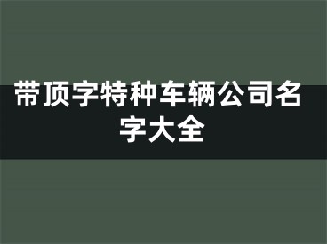 带顶字特种车辆公司名字大全