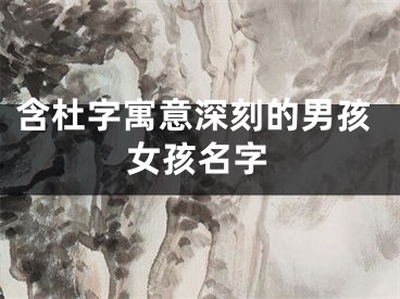 含杜字寓意深刻的男孩女孩名字