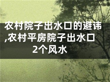 农村院子出水口的避讳,农村平房院子出水口 2个风水