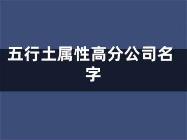五行土属性高分公司名字
