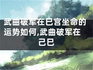 武曲破军在巳宫坐命的运势如何,武曲破军在己巳