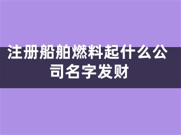 注册船舶燃料起什么公司名字发财
