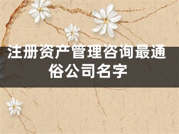 注册资产管理咨询最通俗公司名字